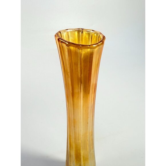 Swung Swing Bud Vase Vintage Light Peach Orange Amber Iridescent Home Decor - Picture 5 of 11